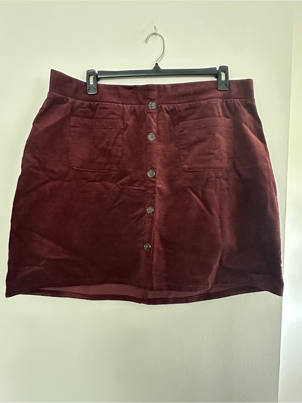 Torrid Button-Front Corduroy Mini Skirt in Burgundy